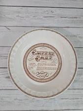 Vintage 1983 Royal China Jeanette Ceramic Cheesecake Recipe Baking Pie 10" Plate