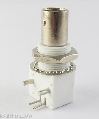 100x White BNC Female Jack Right Angle PCB Panel Mount CCTV Soldering Connector