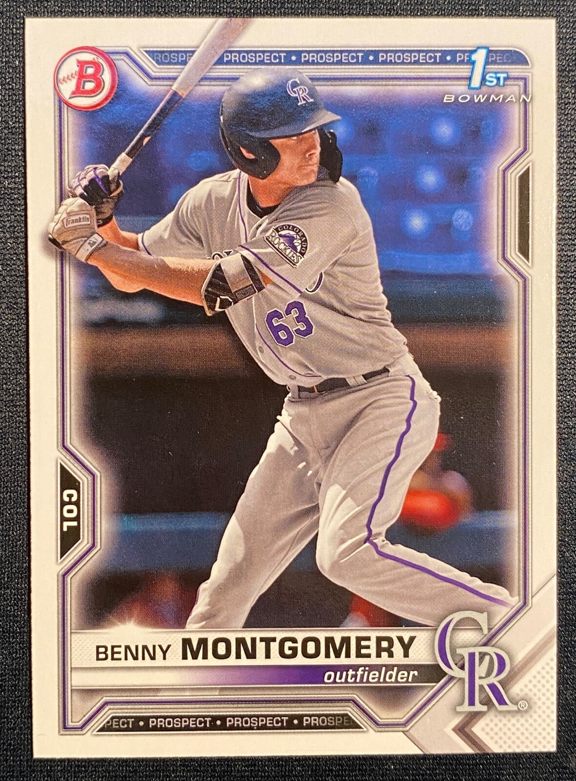 Benny Montgomery 2021 Bowman Draft RC Rookie Prospect Base COLORADO ROCKIES 2