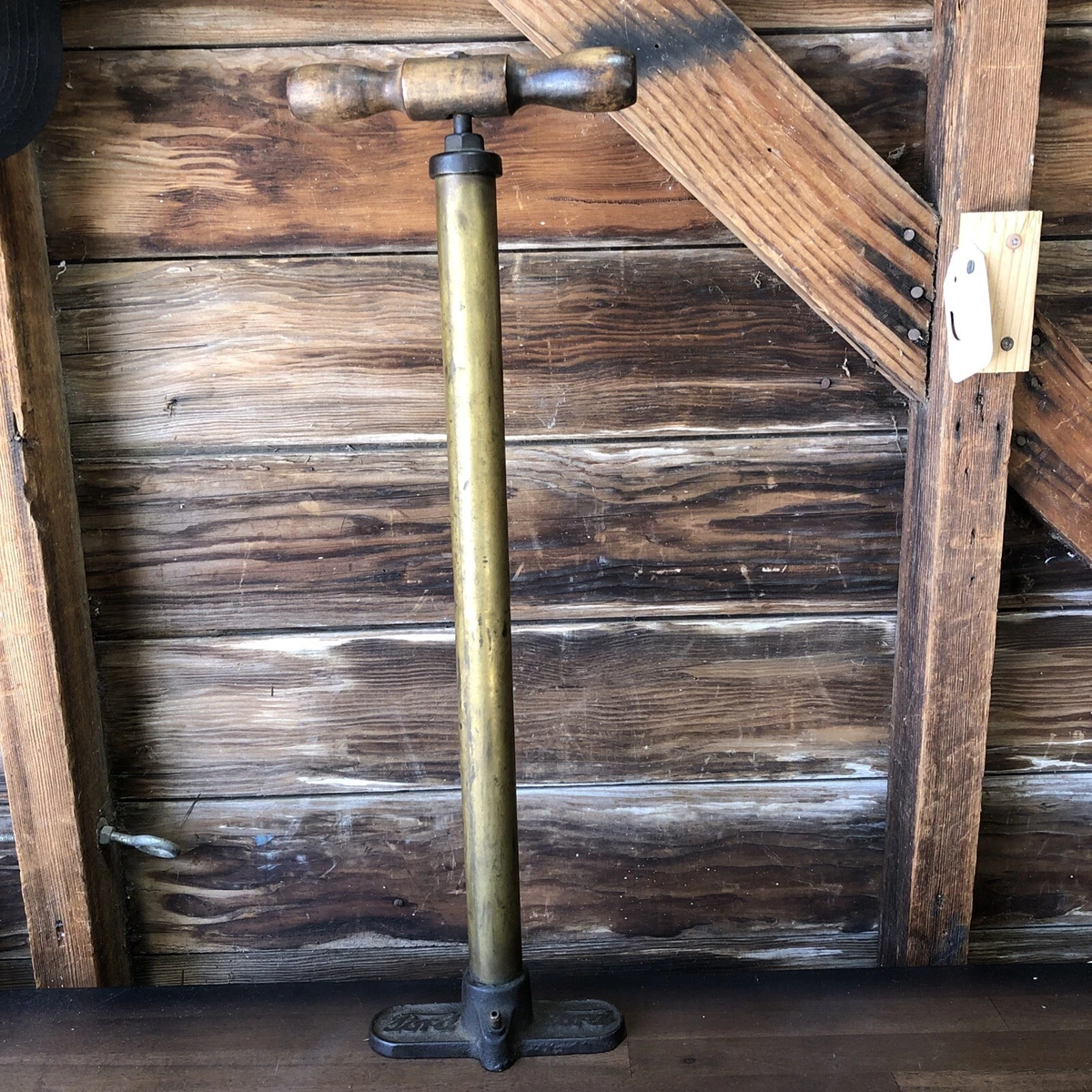 Antique 1920 s FORD SCRIPT HAND TIRE AIR PUMP WOOD HANDLE BRASS eBay