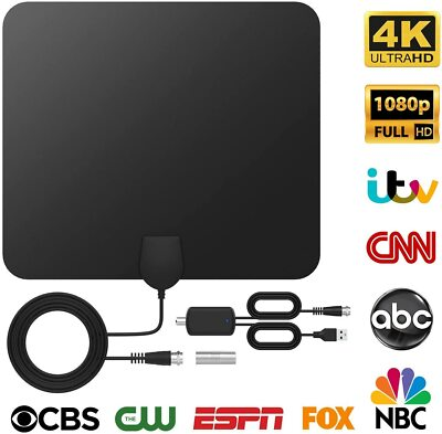 #ad Clear HD TV Antenna Indoor Amplified Smart Booster Free 4K Digital TV Channels $11.99