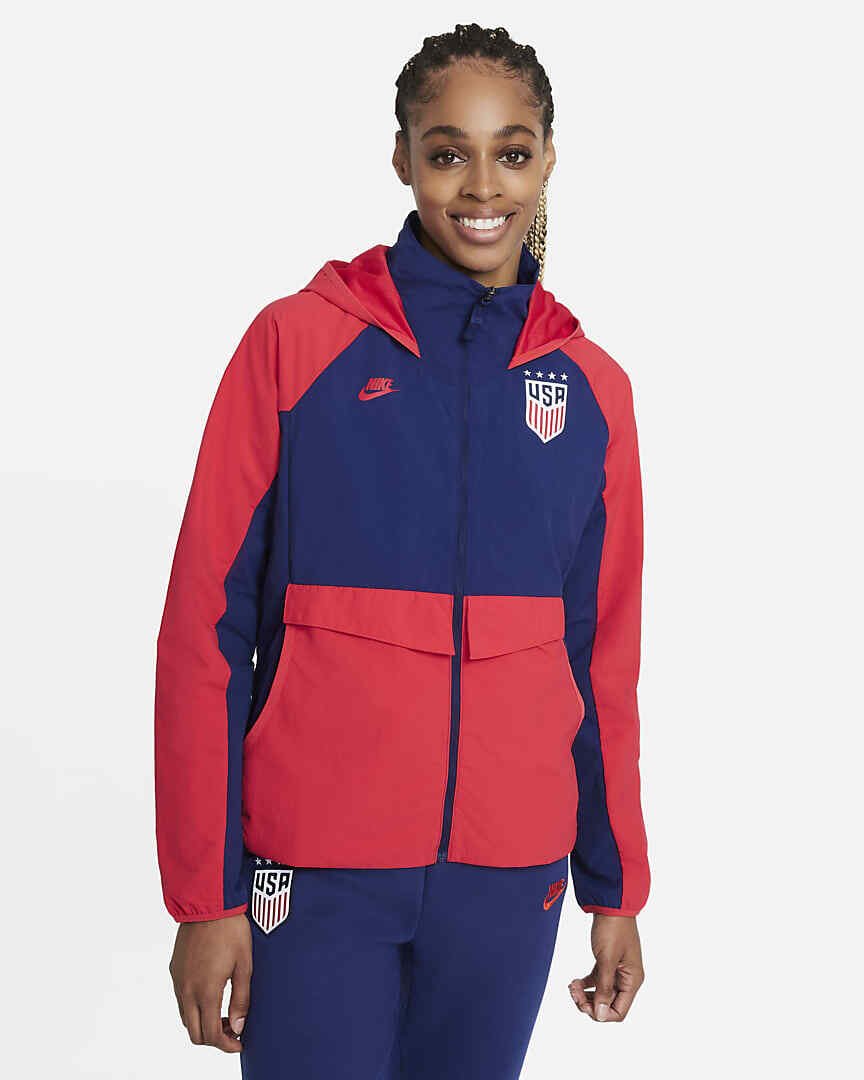 Nike U.S. AWF Soccer Jacket CZ4334 688 Speed Red/Loyal Blue New