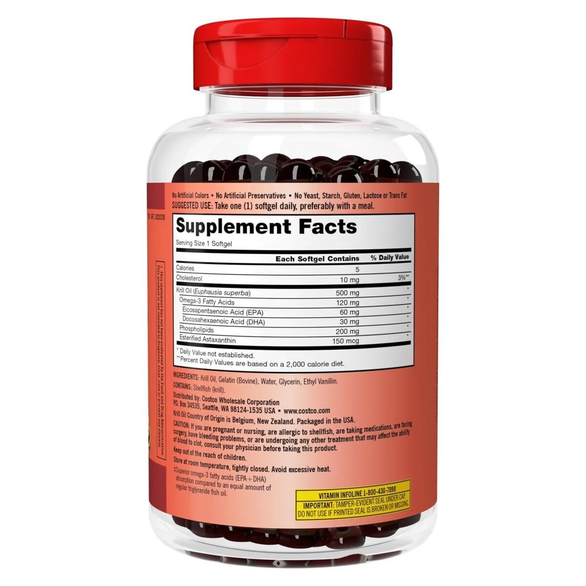 Kirkland Signature Krill Oil 500mg, 180 Softgels | eBay