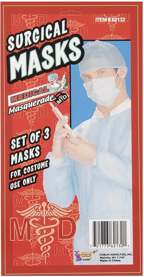 Pretend Doctor Mask Set-3 Pcs - Costume Accessory - Image 2 of 2