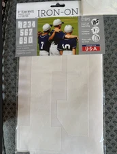 NEW S.E.I. Flocked Iron-On Transfers White Sports Letters 8" Bold - 11 total