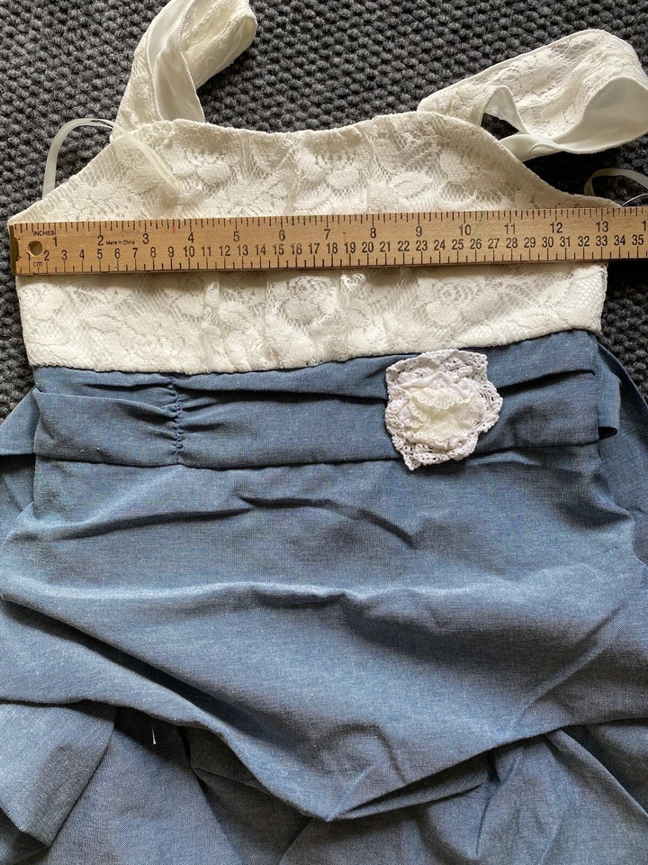 Vestido floral sin mangas con volantes azul/marfil talla 10 Amy’s Closet para niñas nuevo con etiquetas Foto 3 de 4