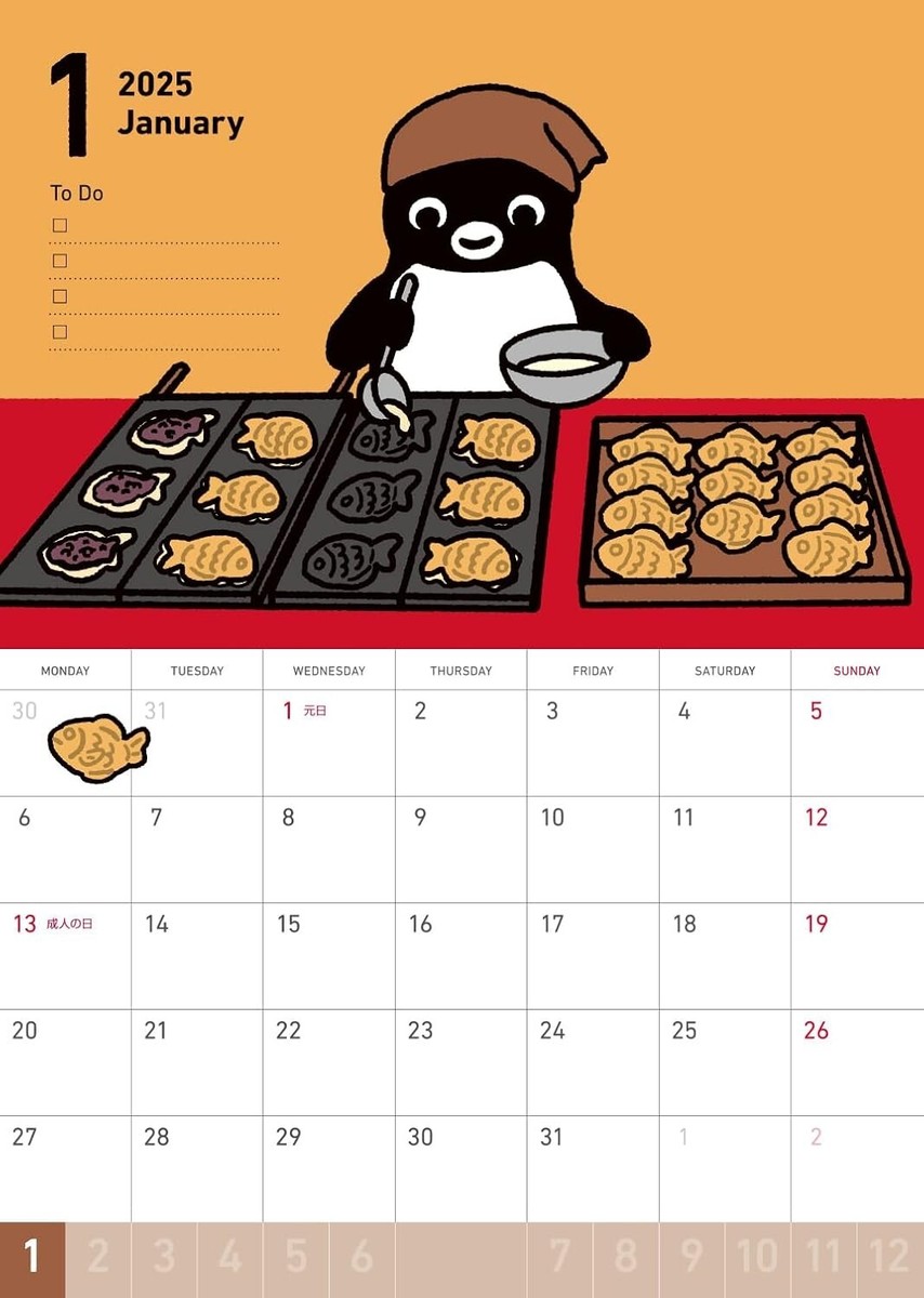 Suica's Penguin Wall Calendar 2025 Chiharu Sagisaka kawaii