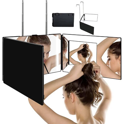 MARKENLOS 360 Grad Spiegel mit Licht Klappspiegel 3 Teilig Haare Selbst Schneiden Dimmbar
