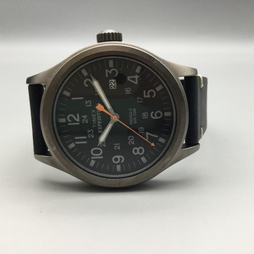 Timex Expedition Watch Men TW4B01900 40mm Gunmetal Leather Band New Battery - 第 7/16 張圖片