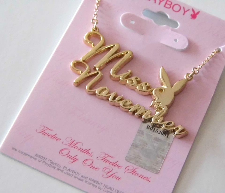Collar Playboy MISS NOVIEMBRE Conejito Colgante Chapado en Oro Playmate del Mes Foto 2 de 4