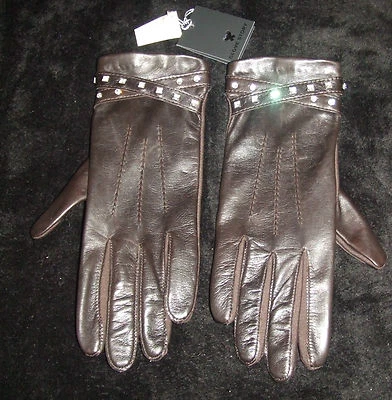 GLOVE STORY GANTS EN CUIR VÉRITABLE PAVES DE PIERRES SWAROVSKI TAILLE UNIQUE - Photo 1/4