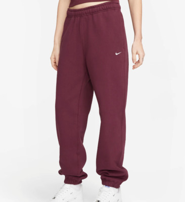 Nike Women's Lab Solo Swoosh Fleece Pants Night Maroon Size XS CW5565 681