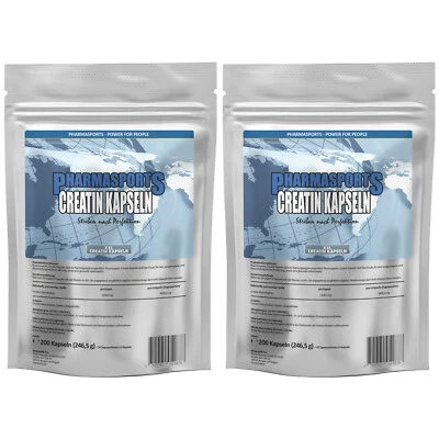 PHARMASPORTS Creatin Mega Ultra - 400 Kapseln a 1100 mg reines Creatine Monohydrat Mesh 200