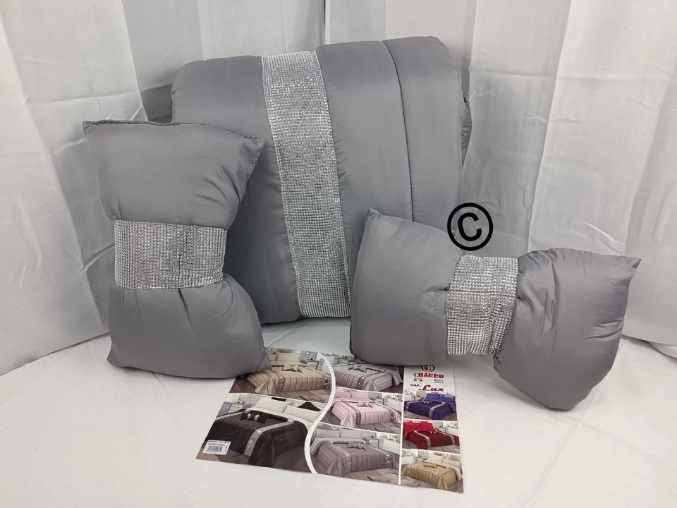 Trapunta Piumone Charro Letto Matrimoniale Con Doppia Balza Swarovski+2 Cuscini - Immagine 3 di 3