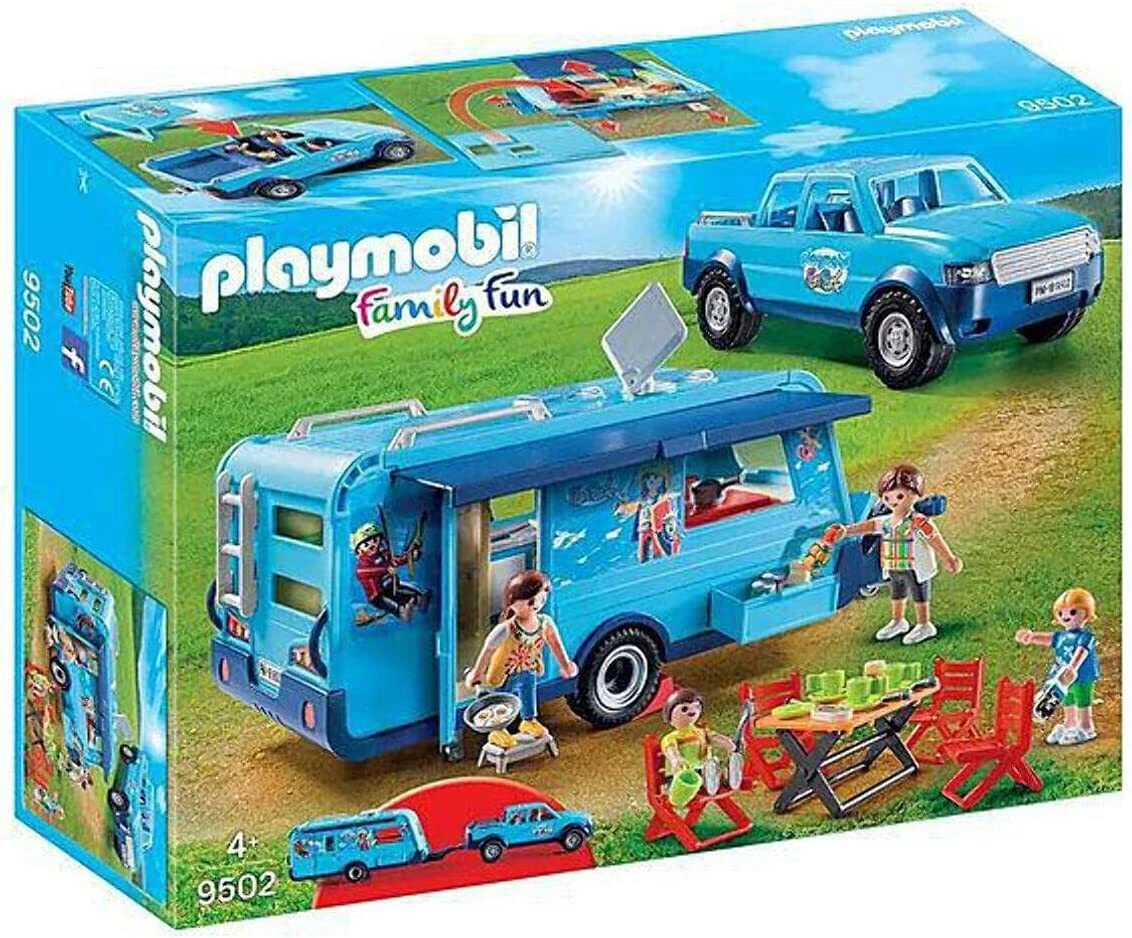 Playmobil 9502 - Playmobil Funpark Pickup with Camper - Family Fun Vacation