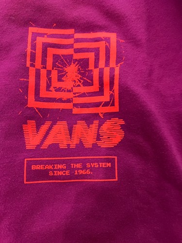 Break The System Mens Long Sleeve T-shirt Raspberry Radiance Size S NWT - Picture 4 of 7