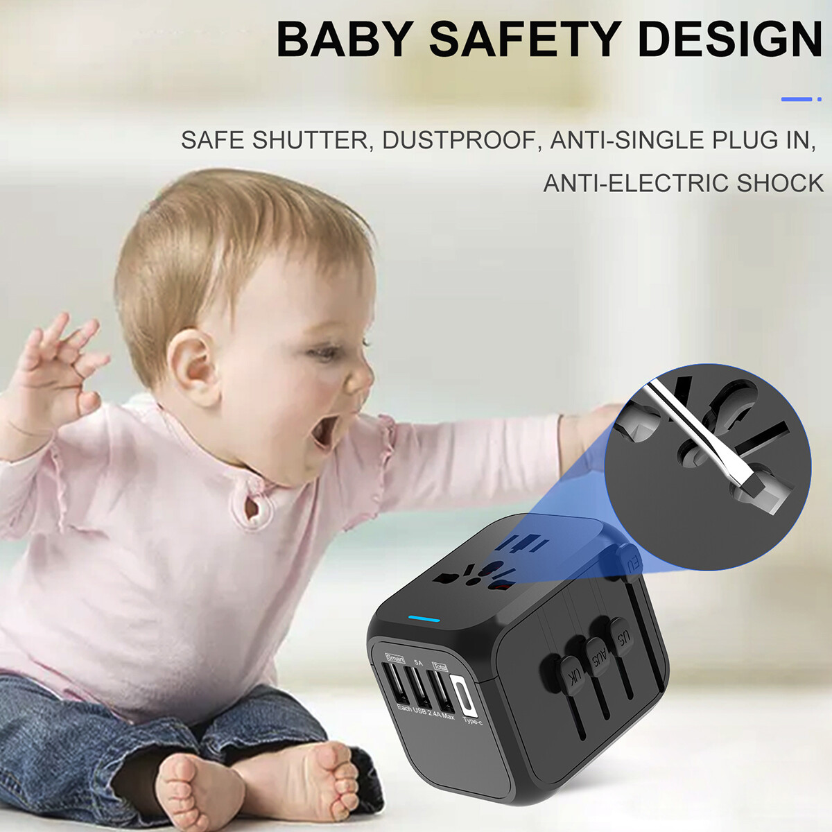 International Universal Travel Adapter 4 USB Charge Ports Converter Plug Charger