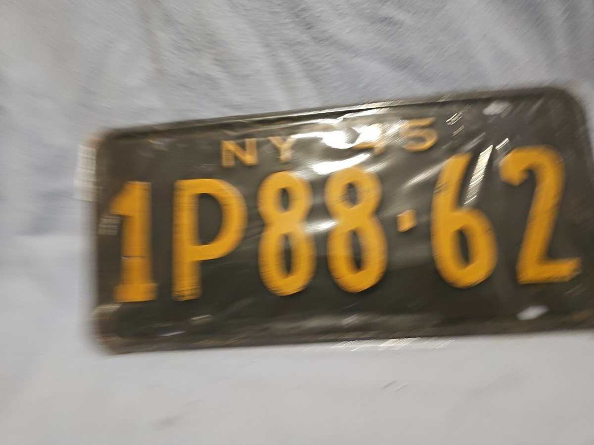 1945 New York License Plate 1P 88▪︎62 Original | eBay