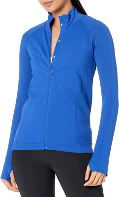 NWT Sweaty Betty Athlete Doubleweight Seamless Workout Zip Up Jacket, Blue, Sz M