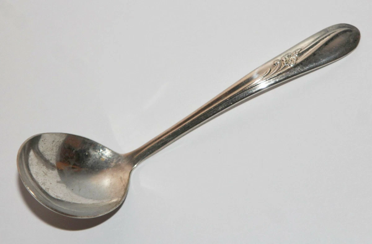 H T Mfg Co. Silver Plate Sauce Condiment Serving Spoon Ladle 1940