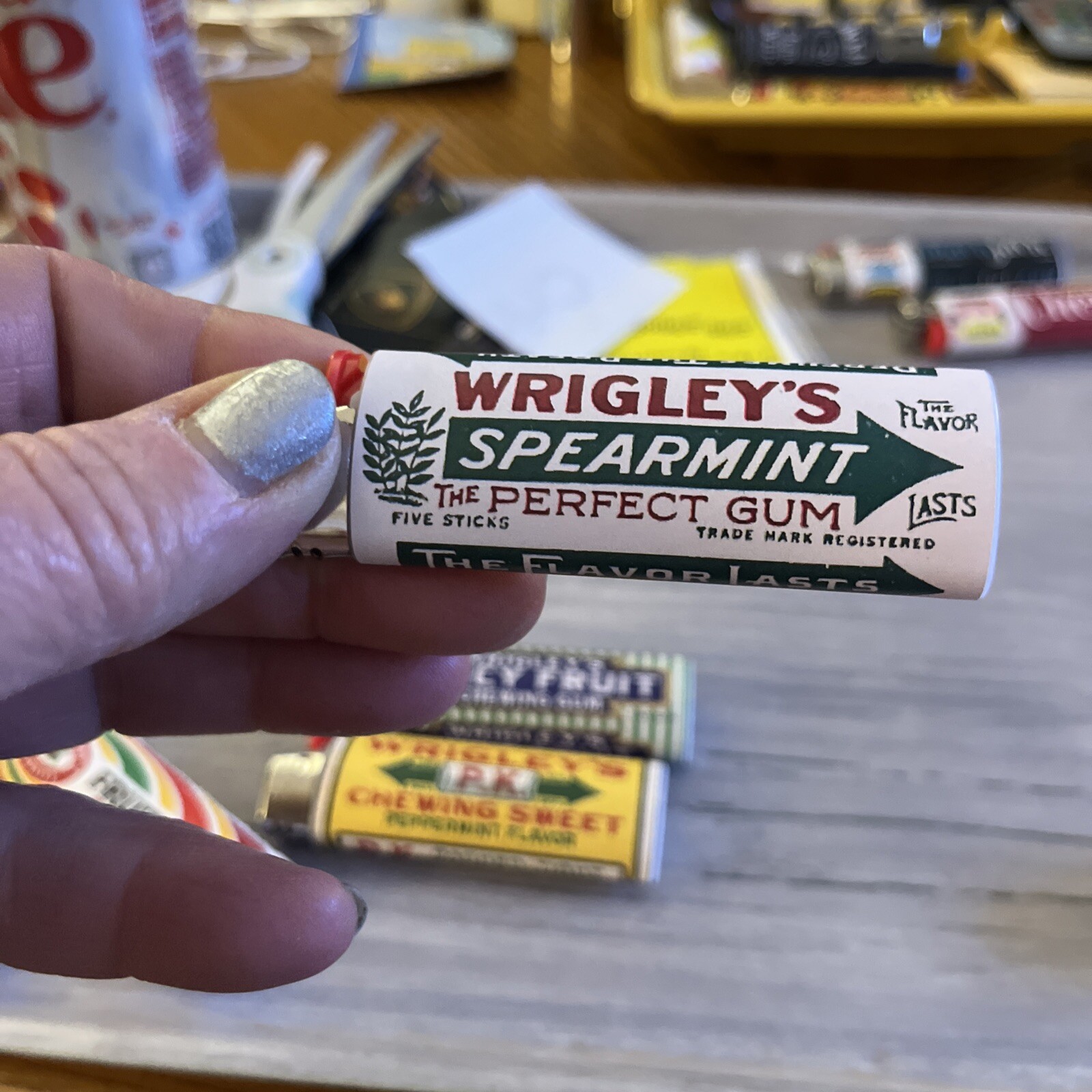 New 2 Custom Bic Lighters vintage Wrigley‘S Spearmint Gum Wrappers￼Gum Classic