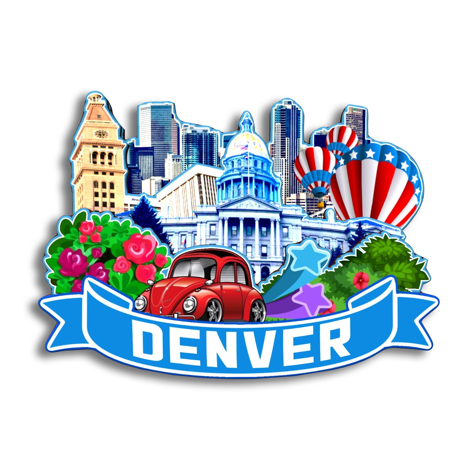 Denver Colorado USA Refrigerator magnet 3D travel souvenirs wood