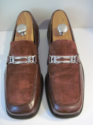 Stacy Adams Brown Suede Silver Tone Horse Bit Loafers Slip  display picture 1