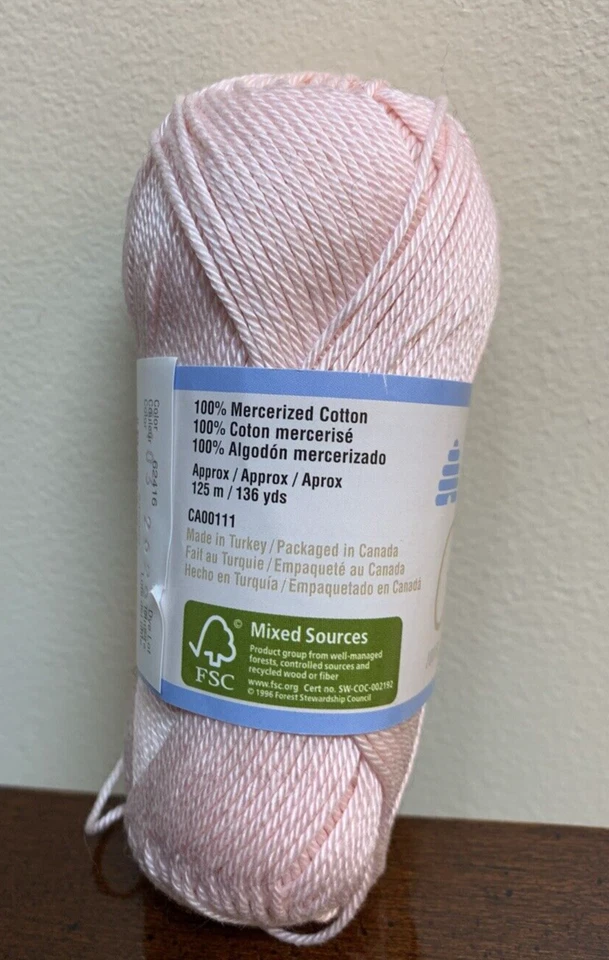 Nuevo hilo Patons Grace 100 % algodón mercerizado color rosa suave - rubor 62416 Foto 4 de 4