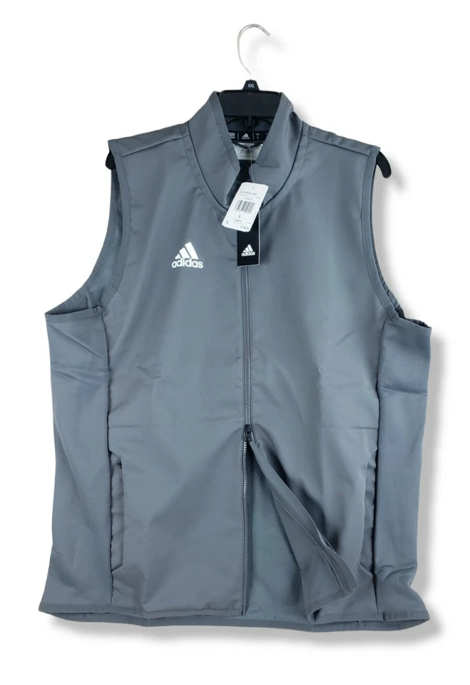 adidas Game Mode Vest Men's Casual Full Zip Vest FP9983 Gray White Large - Image 2 of 4