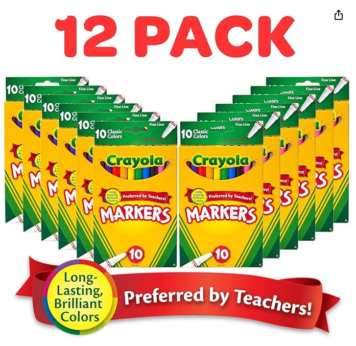 (12pk), Coloring Markers For Kids - 10 Colors