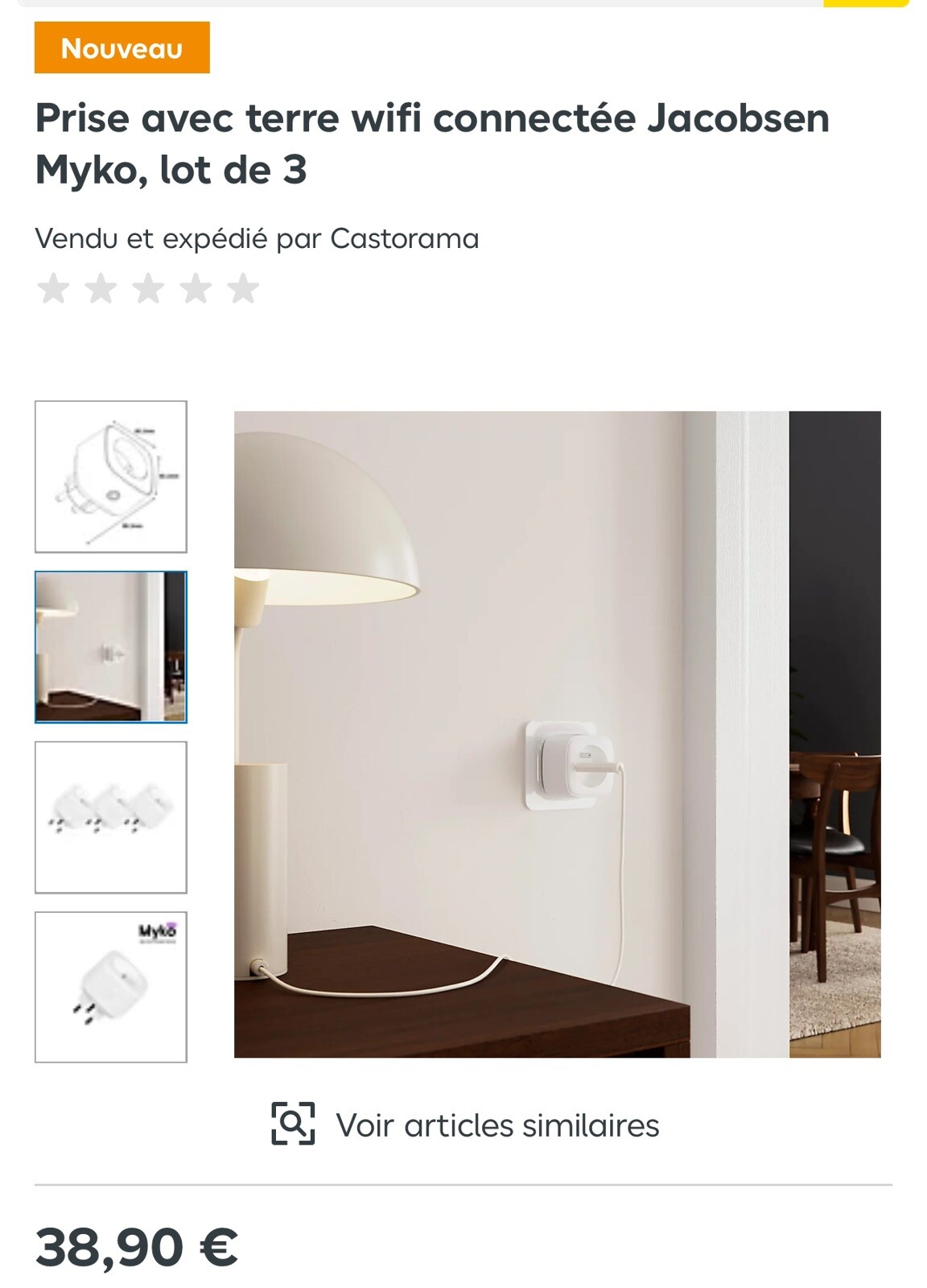 Prises connectées lot de 3 blanches de type E pour programmation de maison - 3