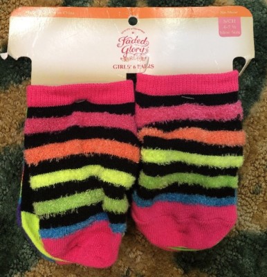 Faded Glory Baby Girl's Lightweight No Show ASST Socks Pairs