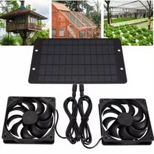 Solar Powered Fan 12V 10W Waterproof Dual Exhaust Fan For Camping Greenhouse Pet