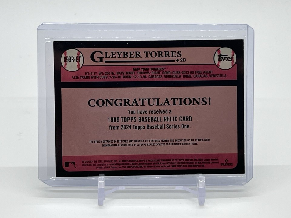 2024 Topps Series 1 Gleyber Torres 1989 35th Anniversary Jersey Relic NY Yankees eBay
