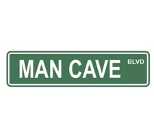 18"  MAN CAVE BLVD GREEN & WHITE TIN SIGN. 