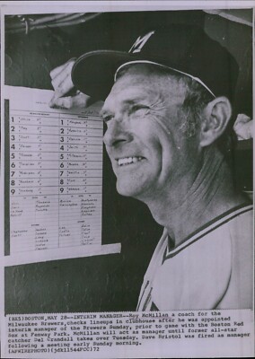 LG782 1972 Wire Photo ROY MCMILLAN Milwaukee Brewers Baseball