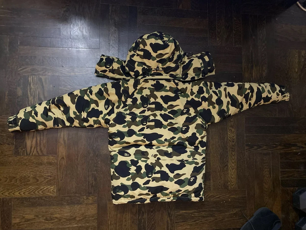 A Bathing Ape 1st Yellow Down Coat Jacket Puffer Bubble M Bape Hoodie | eBay