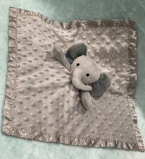 Pro Goleem Gray Elephant Lovey Security Blanket Minky Dot Satin Back 16  