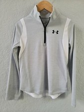 Girls Youth Under Armour Long Sleeve Pullover 1/4 Zip, Gray, Size Small YSM