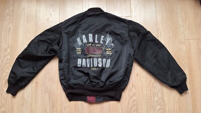Harley Davidson Mens 95th Anniversary Nylon Bomber Jacket L Vintage 1998