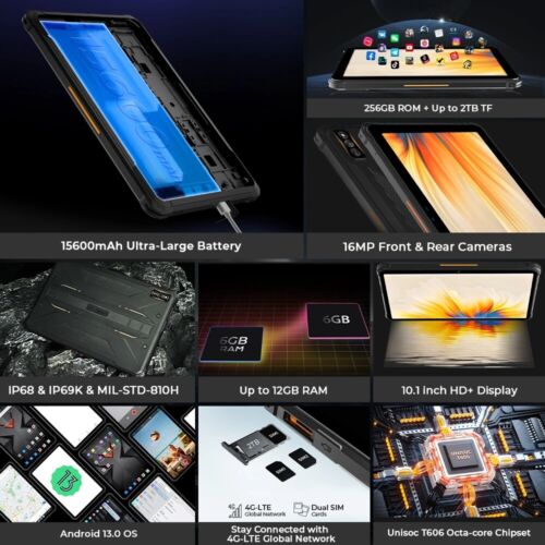 Global Version 10.1'' HOTWAV R7 4G Rugged Tablet 12GB+256GB 15600mAh Widevine L1 - Picture 2 of 14
