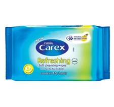 Carex Soft Refreshing Cleansing Wipes for Body, Hands and Face- 50 Sheets