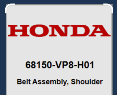 Honda OEM Shoulder Belt Assy. 68150-vp8-h01 (New)