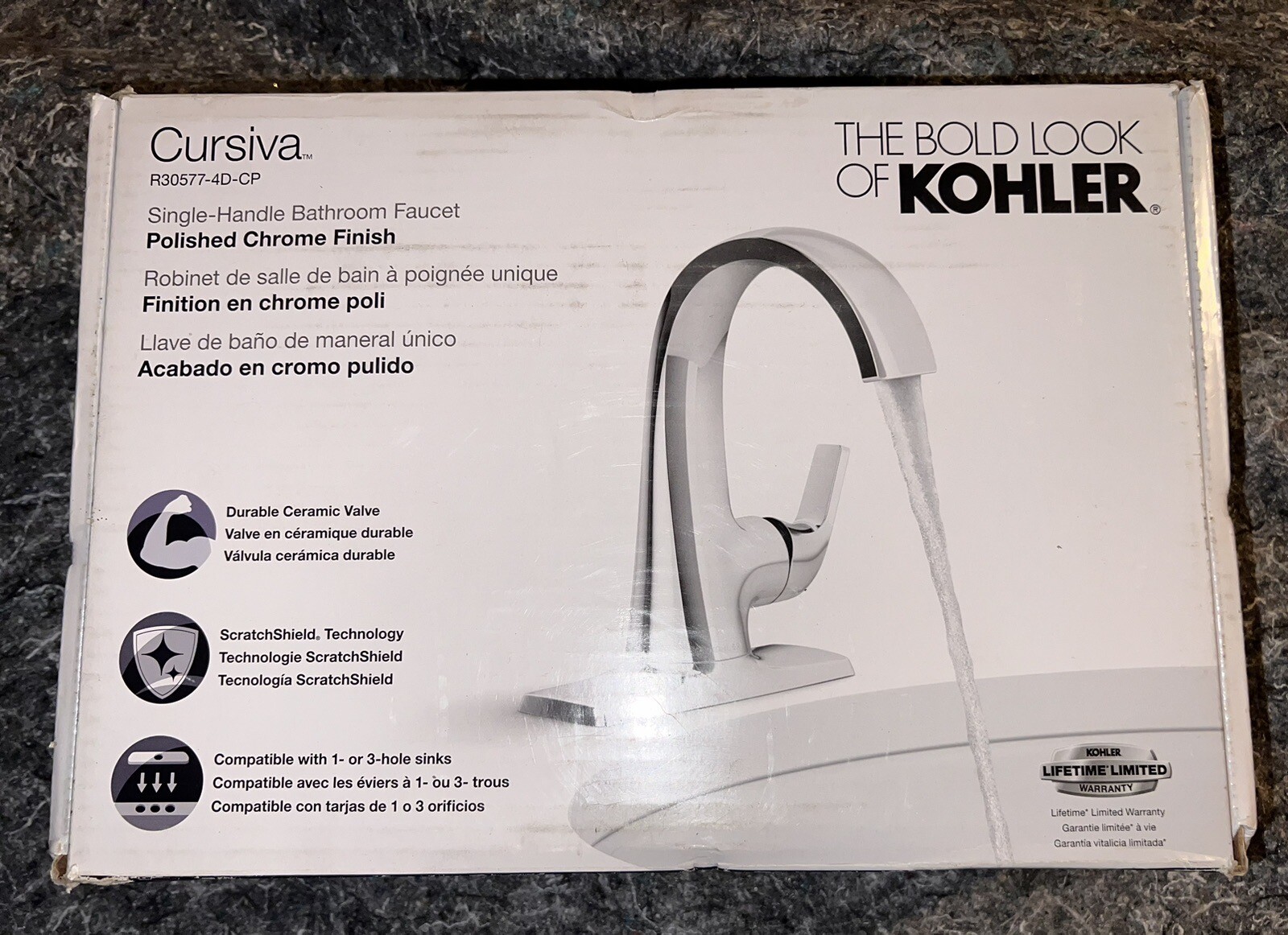 Kohler KR305774DCP Cursiva Single Hole Singlehandle Bathroom Sink