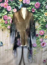 Diktons Barcelona Sweater Cardigan Women’s Small Artsy Collar Wrap Wool Duster