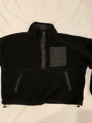 Anthropologie Wilo the Label Cosy Black Sherpa Deep Pile Fleece