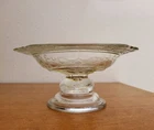 Vintage Federal Glass Co Madrid Raised Etched Glass Pedestal Bon Bon Bowl Dish