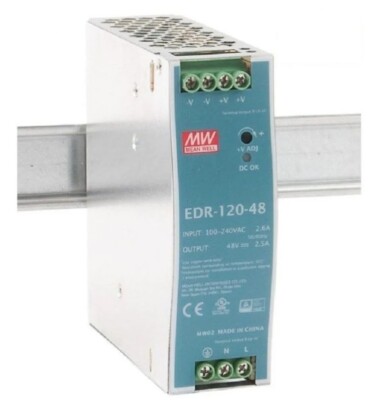 MEAN WELL : EDR-120-48 Industrial Power Supply AC/DC DIN Rail 48V 120W DC 2.5A