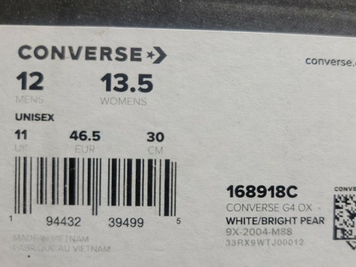Converse G4 Basketball Ox Low Top Graffiti White/Bright Pear Size 12 168918c New - Picture 7 of 7