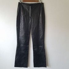 Pelle Studio Wilson's Biker Soft Butter Leather Black Boot Cut Pants Womens Sz 4